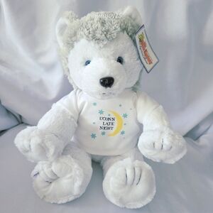 UCONN Husky Dog Plush Toy Bear Factory Signature Late Night Shirt 16 Inch 2001